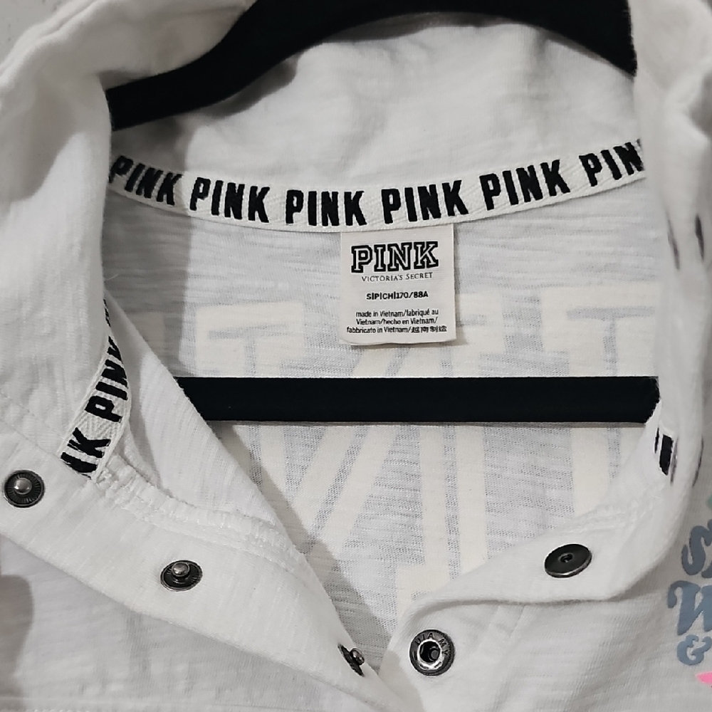 Victoria's Secret PINK Cropped Long Sleeve Sand, Waves, and Sunrays Top Small - Picture 5 of 5